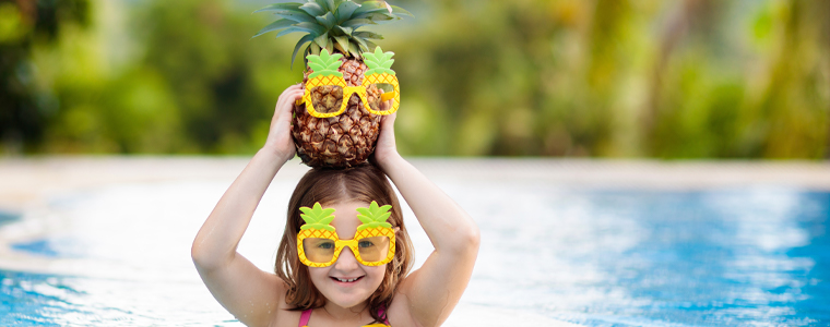 young girl in silly glasses