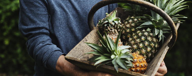 pineapples in basket