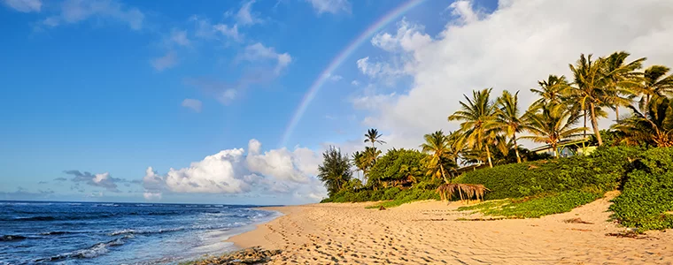 Beautiful North Shore Beach with Rainbow