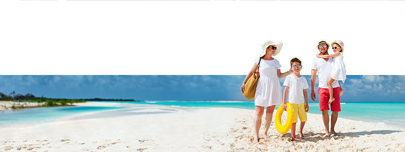 family walking on the beach