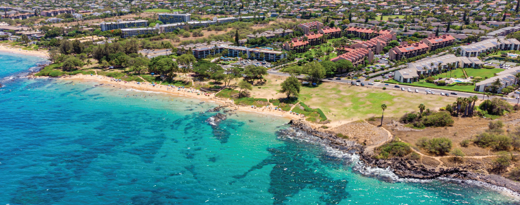 kamaole_featured Aerial view at Kamaole Sand Beach III, Kihei, Maui, Hawaii.