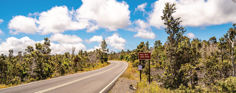 Crater Rim Drive, tourist road in Hawai'i Volcanoes National Park, Big Island, Hawai